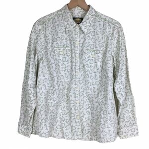 CABELAS Shirt Button Up Long Sleeve Floral Flowers Western Equestrian Size Large